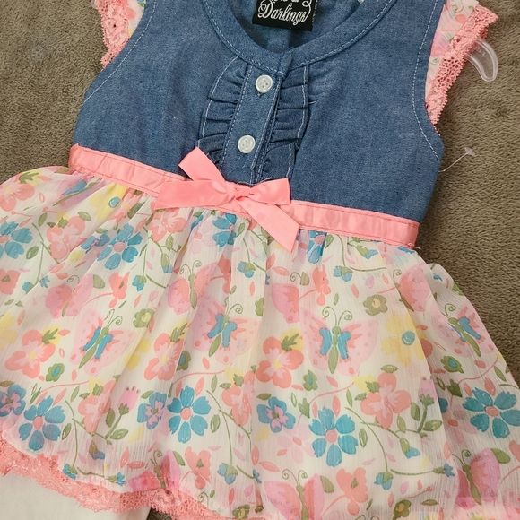 New Girl's 12 Month Denim Frills Outfit - Picture 2 of 3